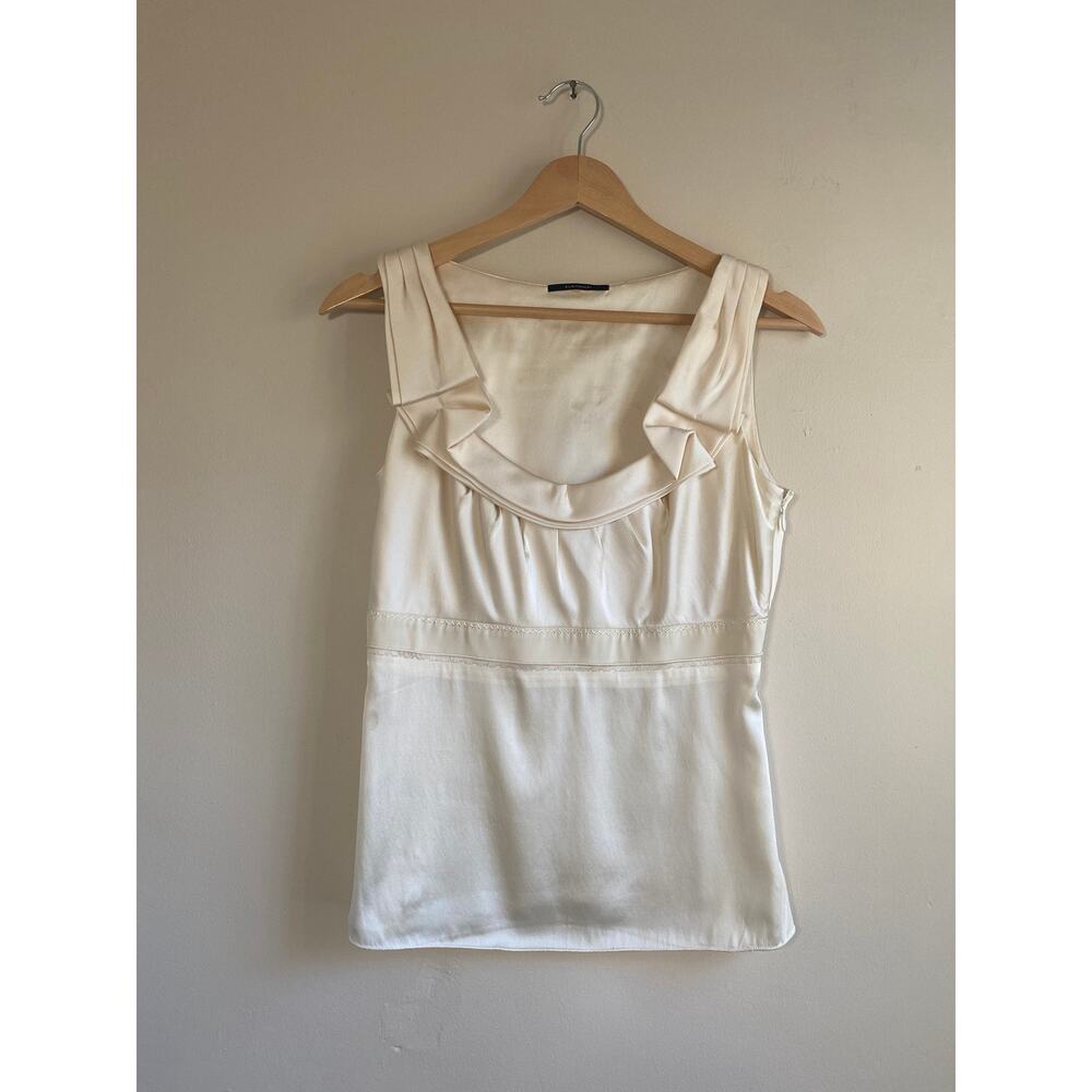 Elie Tahari Cream Pleated Silk Blouse Size XS Vintage